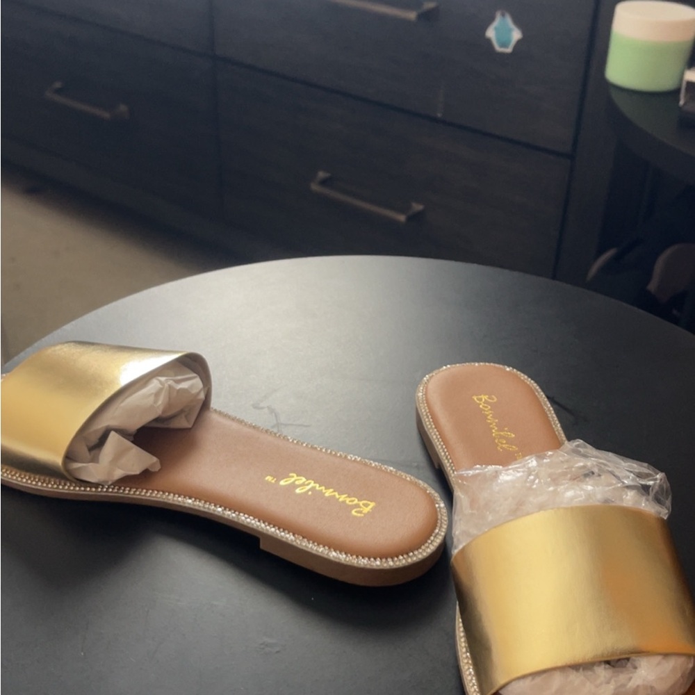 Gold Slide Sandals